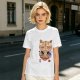 Olive green t-shirt with a cute cat eating ramen graphic