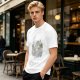 Olive Green Crewneck T-Shirt With Whimsical Graphic Print