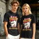 Olive graphic t-shirt with nervous white cat and 'All of my systems are nervous' text