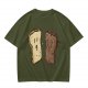 Olive T-Shirt With Surprised Light And Sad Burnt Bread Slices Graphic