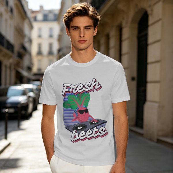 Olive T-Shirt with Fresh Beets DJ Graphic Print