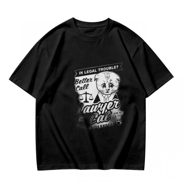 Olive T-Shirt With Funny Lawyer Cat Legal Trouble Graphic Print