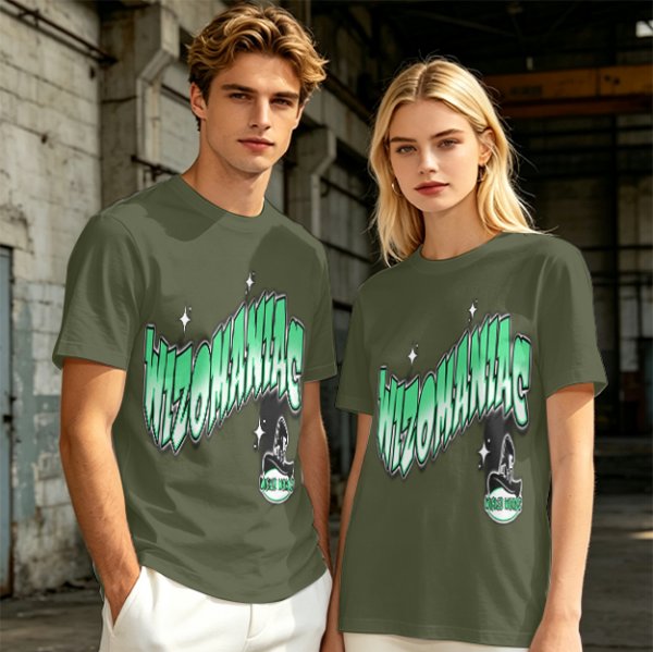 Olive Green Graphic T-Shirt with Wizomania Wizard Print