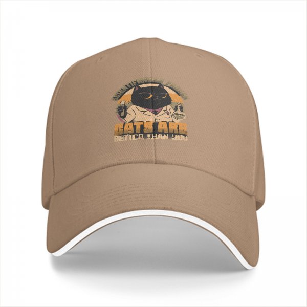Black baseball cap with 'Scientifically Proven Cats Are Better Than You' graphic