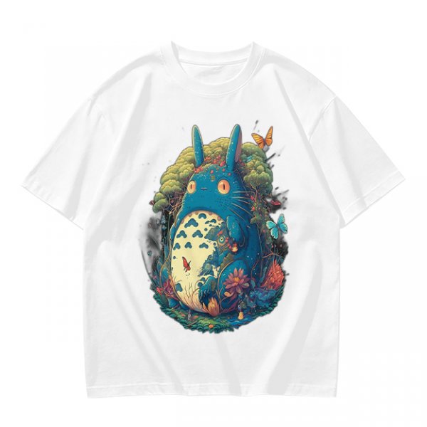 Olive T-Shirt with Whimsical Forest Spirit and Butterfly Print