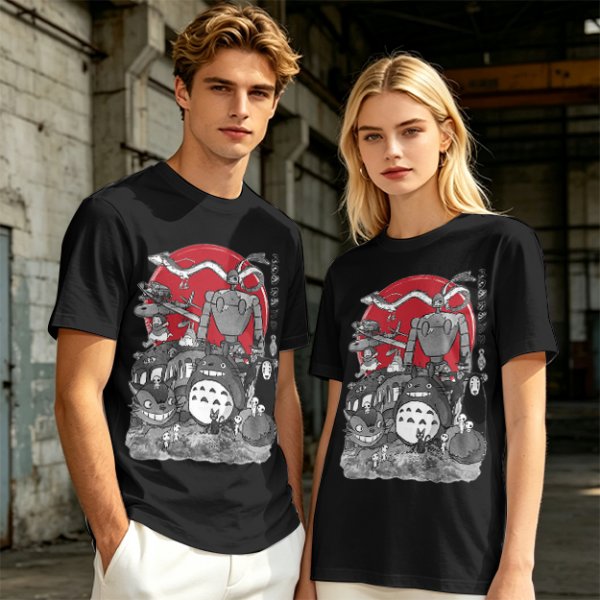 Studio Ghibli Characters Graphic Olive T-Shirt
