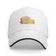 Black Baseball Cap With Cute Bread And Butter Cartoon Print