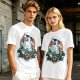 Olive T-Shirt With Sailor Cat Tattooed Pipe Design