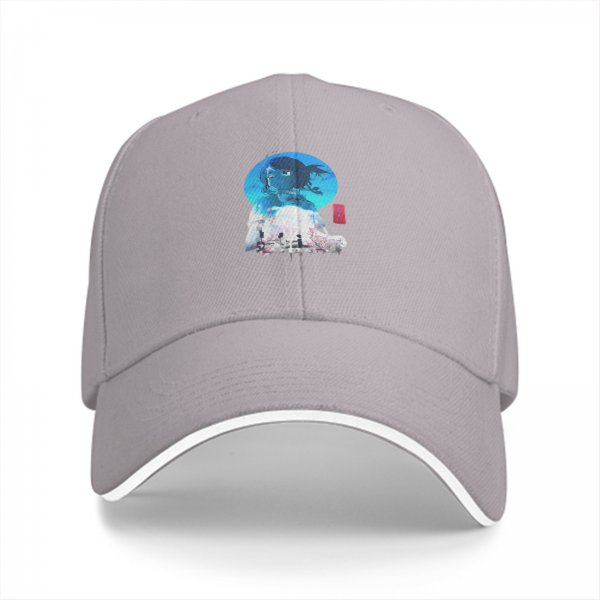 Black Baseball Cap With Anime Girl Blue Circle Art Print