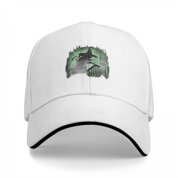 Black Baseball Cap with Spooky Witch Silhouette Halloween Print