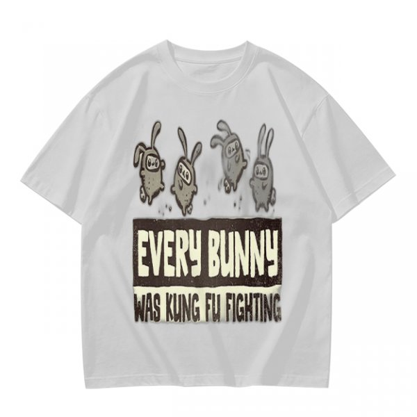 Olive T-Shirt With Every Bunny Was Kung Fu Fighting Print