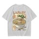 Olive green t-shirt with zen ramen bowl and bonsai tree print