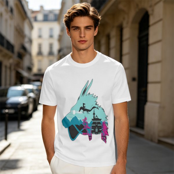 Olive T-Shirt With Spirited Away Dragon Silhouette Artwork