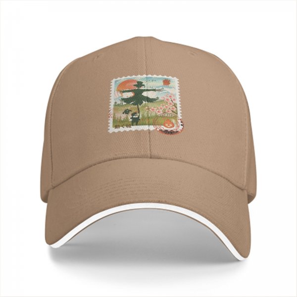 Black Baseball Cap with Howl's Moving Castle Scarecrow Stamp Art