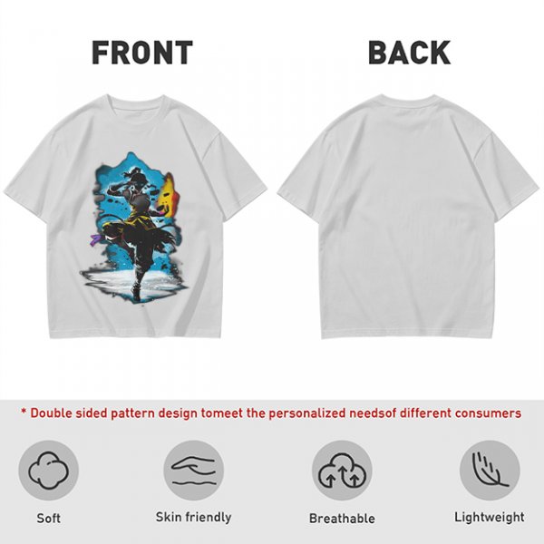 Olive T-Shirt With Fantasy Martial Artist Silhouette Graphic