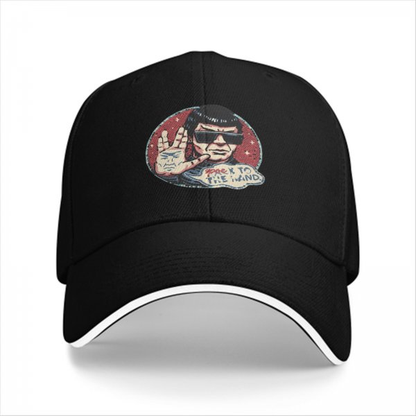 Black baseball cap with Spock graphic and 'Spock to the Wind' print