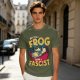 Olive graphic t-shirt with 'Better a Frog Than a Fascist' pilot frog design
