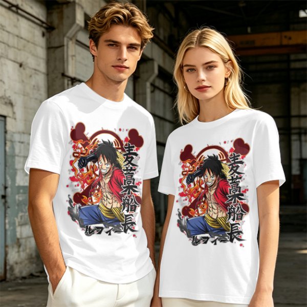 One Piece Monkey D. Luffy Graphic Print Olive T-Shirt