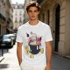 Olive T-shirt with Bomberman Character Eating Ramen Print