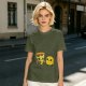 Olive T-Shirt with Cute Pizza and Pineapple Holding Hands Print