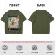 Samurai Cat Fighting Ninjas Ukiyo-e Style Graphic T-Shirt