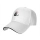 Black baseball cap with a cat holding a bone graphic and text