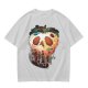 Olive Green T-Shirt With Creepy Melting Skull Apple Graphic