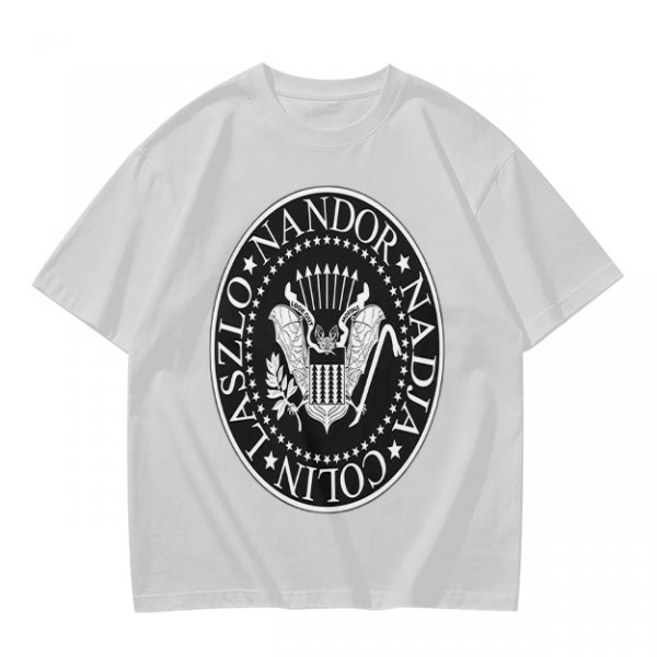 Olive T-Shirt with Vampire Roommates Names Presidential Seal Print
