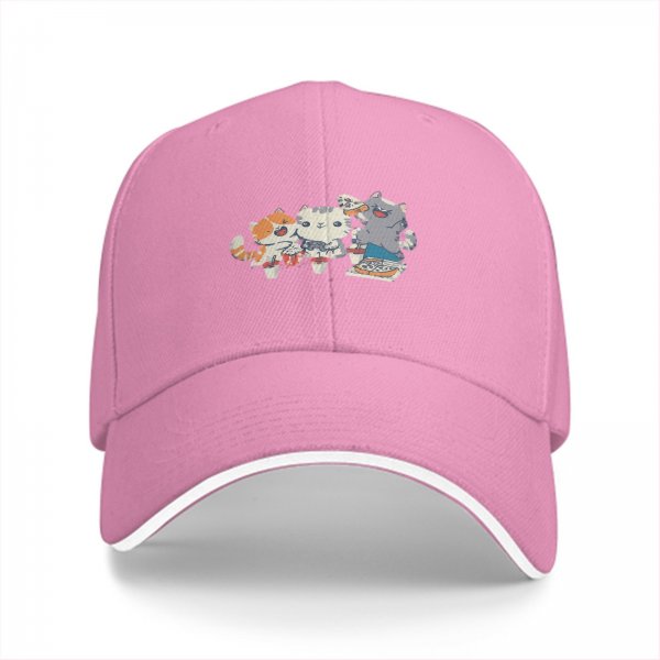 Black Baseball Cap With Cute Cats Eating Pizza Design