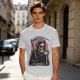 Olive T-Shirt Featuring Grim Reaper Holding Coffee and Scythe