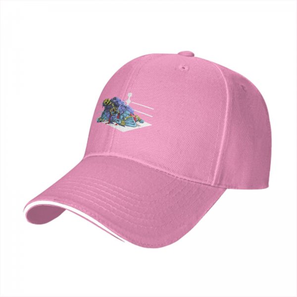 Black Baseball Cap With Wrestling Ring Graphic Print
