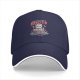 Black baseball cap with sailing cat graphic and 'Sailing in this sea of idiots' text