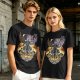 Olive T-shirt with dark fantasy winged warrior graphic print