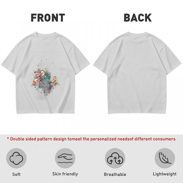 Olive T-Shirt With Whimsical Space Themed Cartoon Print