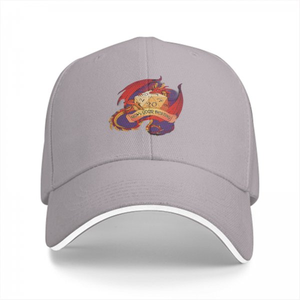 Black Baseball Cap With Dragon D20 Roll Your Destiny Print