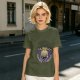 Olive Green T-Shirt with UFO Abducting Cow Graphic