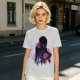 Olive t-shirt with neon star wars style female silhouette print