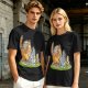Olive T-Shirt With Whimsical Forest Creature Artwork Print