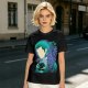 Anime Character Silhouette Wisteria Floral Graphic Olive T-Shirt