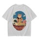 Cat Chef Eating Ramen in Great Wave Bowl T-Shirt