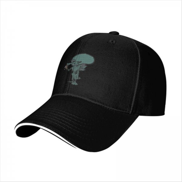 Black Baseball Cap With Alien Holding Drink Graphic
