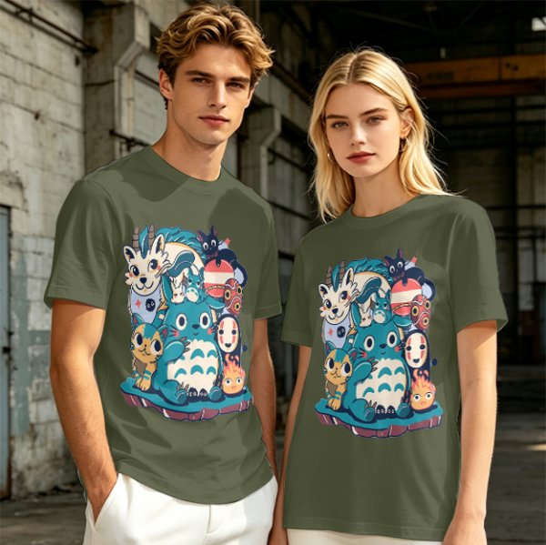 Olive T-Shirt Featuring Cute Studio Ghibli Character Mashup Art