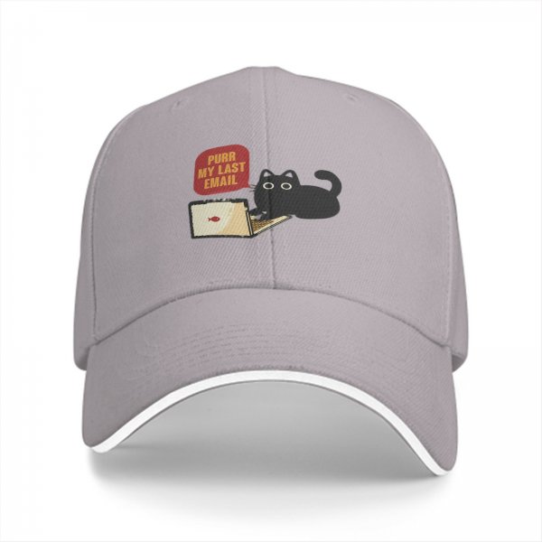 Black Baseball Cap With Funny Cat Purr My Last Email Laptop Print