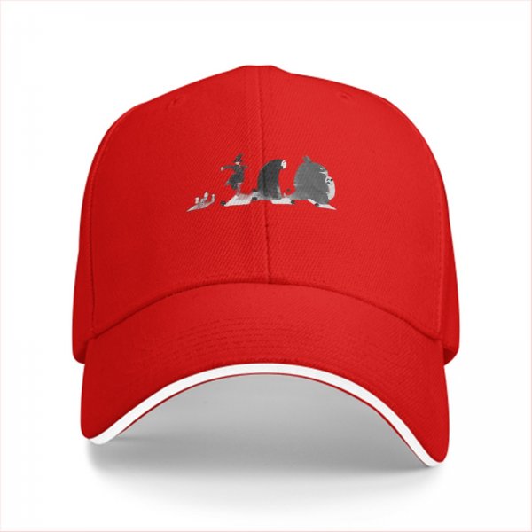 Black Baseball Cap With Studio Ghibli Character Silhouette Print