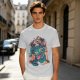 Olive T-Shirt With Girls On A Teal Tiger Graphic Print