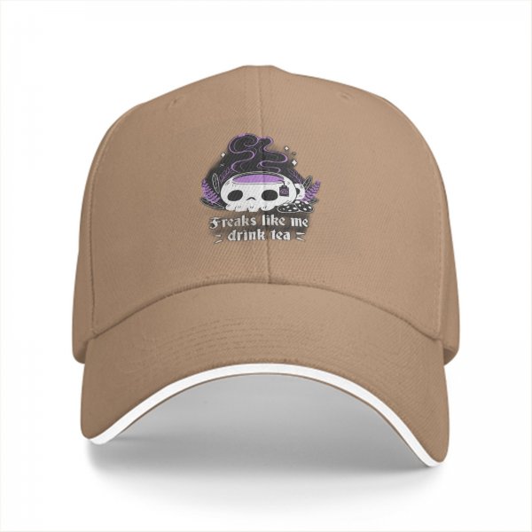 Freaks Like Me Drink Tea Skull Graphic Black Baseball Cap