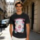 Olive T-Shirt With Cute Dinosaur Ice Cream Graphic Print