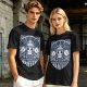 Olive T-shirt with Straw Hat Pirates Wanted Pirate Emblem Print
