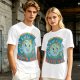 Olive t-shirt with cartoon earth 'friendly reminder' print
