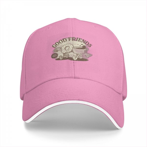 Black Baseball Cap With Good Friends Donut And Coffee Graphic